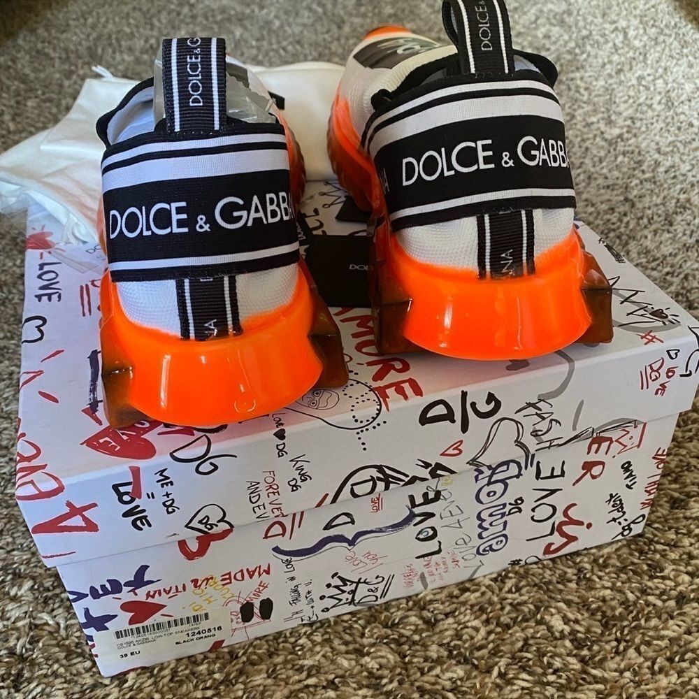 Limited-Edition D&G Dolce Gabbana White Orange Sorrento MELT Sneakers EU 39 NWT - Picture 7 of 15